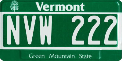 VT license plate NVW222