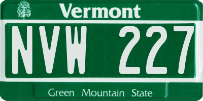 VT license plate NVW227