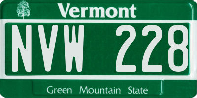 VT license plate NVW228