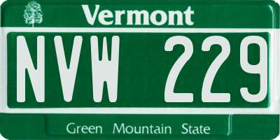 VT license plate NVW229