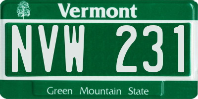 VT license plate NVW231