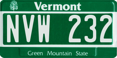 VT license plate NVW232