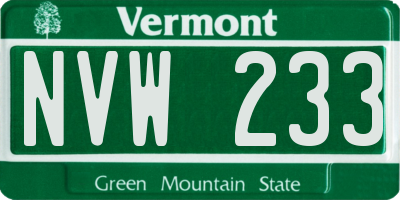 VT license plate NVW233