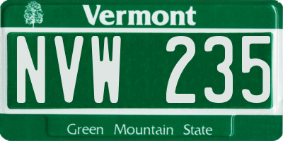 VT license plate NVW235