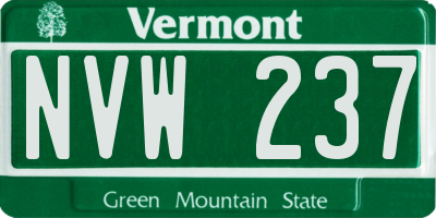 VT license plate NVW237