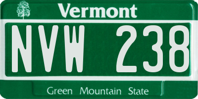 VT license plate NVW238
