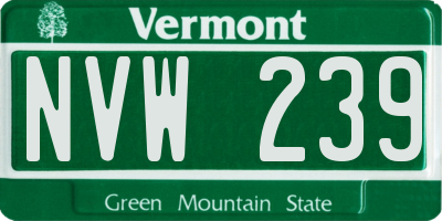 VT license plate NVW239