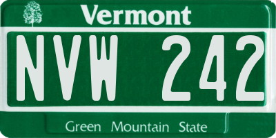 VT license plate NVW242