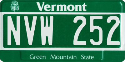 VT license plate NVW252