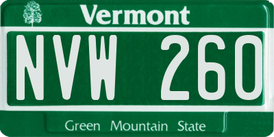 VT license plate NVW260