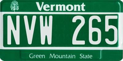 VT license plate NVW265