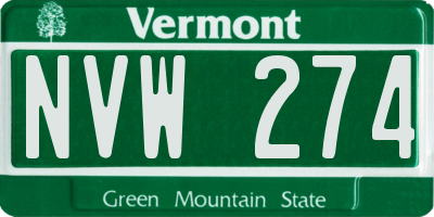 VT license plate NVW274