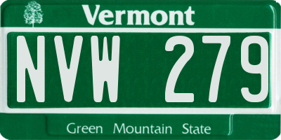 VT license plate NVW279