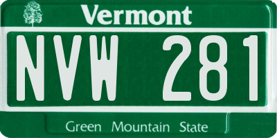 VT license plate NVW281