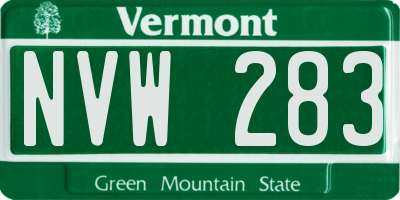VT license plate NVW283