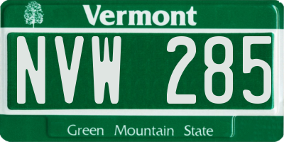 VT license plate NVW285