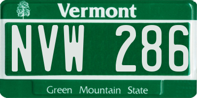 VT license plate NVW286