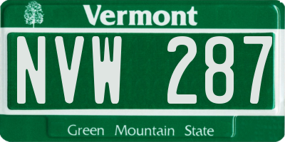 VT license plate NVW287