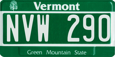 VT license plate NVW290