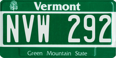 VT license plate NVW292