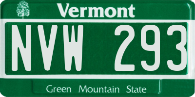 VT license plate NVW293