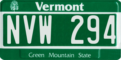 VT license plate NVW294