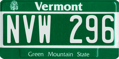 VT license plate NVW296