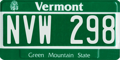 VT license plate NVW298