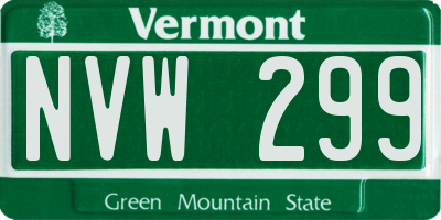 VT license plate NVW299