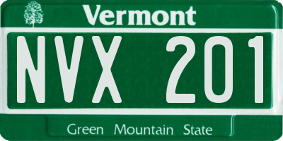 VT license plate NVX201