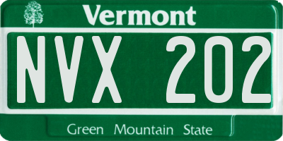 VT license plate NVX202