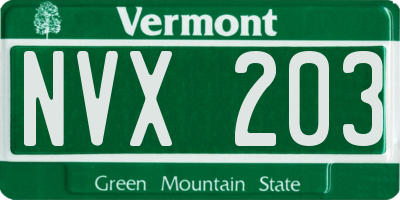 VT license plate NVX203
