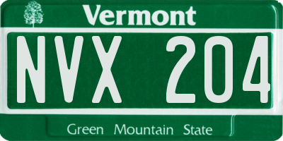 VT license plate NVX204
