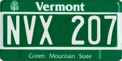 VT license plate NVX207