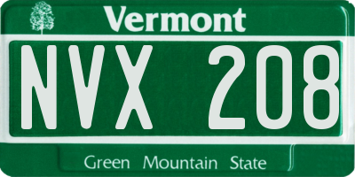 VT license plate NVX208