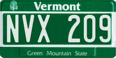 VT license plate NVX209