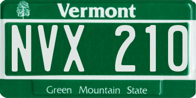 VT license plate NVX210