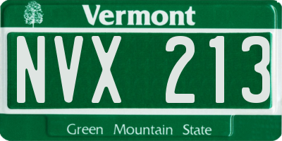 VT license plate NVX213