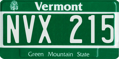 VT license plate NVX215