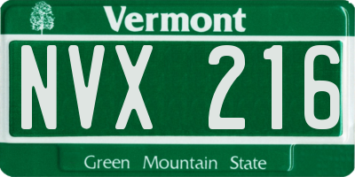 VT license plate NVX216