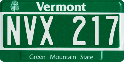 VT license plate NVX217