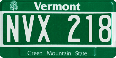 VT license plate NVX218