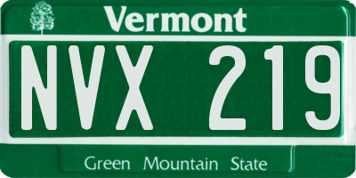 VT license plate NVX219