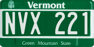 VT license plate NVX221