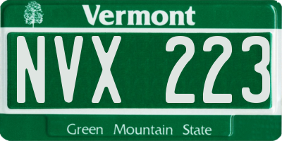 VT license plate NVX223