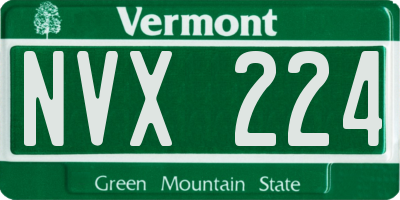 VT license plate NVX224