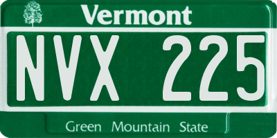 VT license plate NVX225