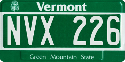 VT license plate NVX226