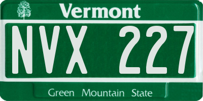 VT license plate NVX227