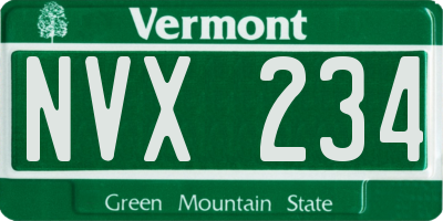 VT license plate NVX234